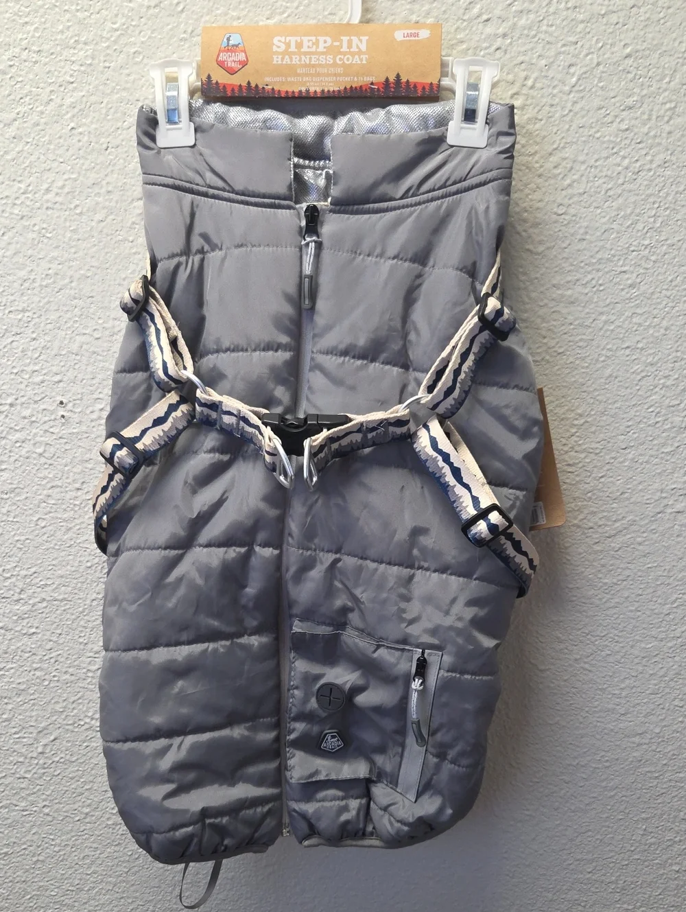 Arcadia Trail Gray Quilted Step-In Puffer with Built-In Harness
